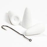 Soft SW Poppers /w Hooks - White, Size #2 (PPA4001)